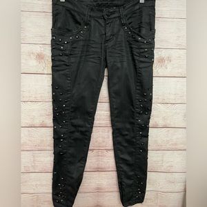 bebe Jeans Black Studded Distressed Jeans Size 27 pre-owned